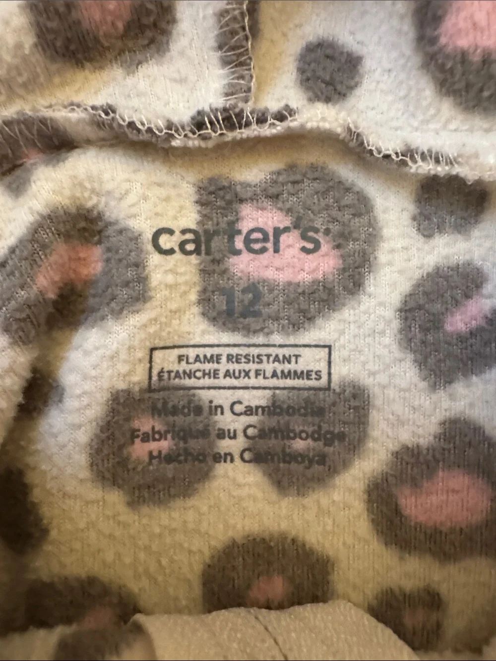 Carter's Pink and Cream Leopard-Print Hooded Footie